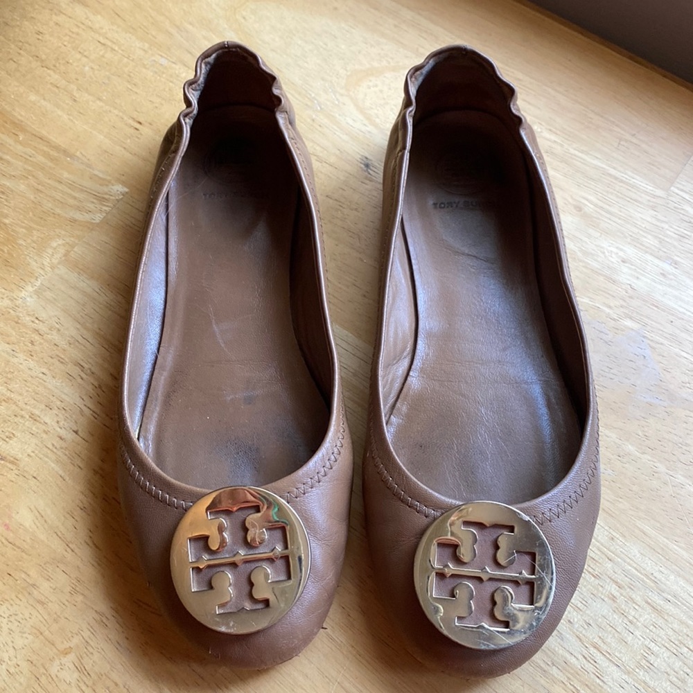 Tory Burch Lowell 2 Mestico Logo Ballet Pre-owned, used well, Black,Flats Size 7